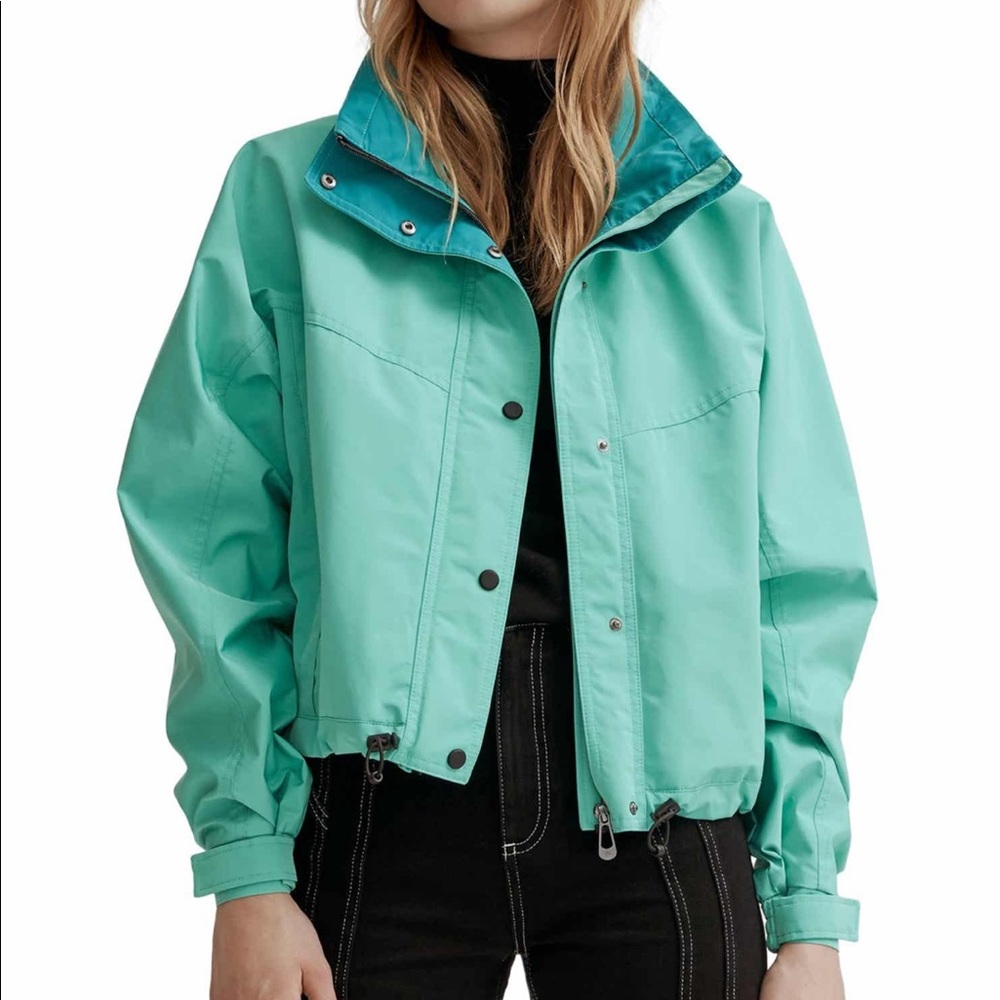 NWT NOIZE Skye Stand Collar Drawcord Rain Jacket
